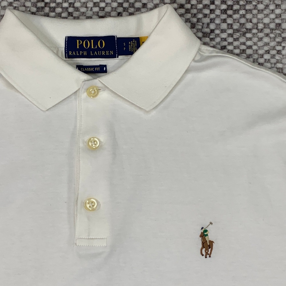 Polo Ralph Lauren Polo Shirt Mens Small White Classic Fit Short Sleeve Pony Logo